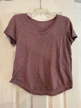 American Eagle Outfitters Women's Short Sleeve V-Neck Tee - Dusty Mauve